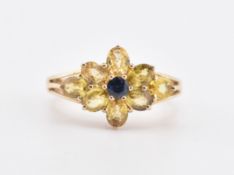 HALLMARKED 9CT GOLD & SAPPHIRE CLUSTER RING