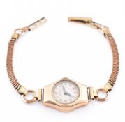 HALLMARKED 9CT GOLD ROTARY WRISTWATCH ON PLATED STRAP