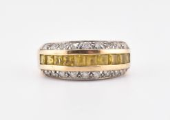 HALLMARKED 9CT GOLD YELLOW SAPPHIRE & DIAMOND RING