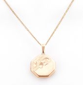 HALLMARKED 9CT GOLD LOCKET PENDANT NECKLACE & FANCY LINK CHAIN NECKLACE