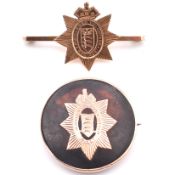 TWO ROSE GOLD MIDDLESEX VOLUNTEER REGIMENT BROOCH PINS