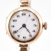 HALLMARKED 9CT GOLD WRISTWATCH WITH ROLLED GOLD STRAP