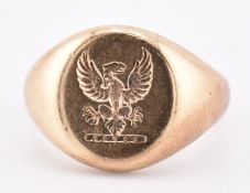 GOLD CRESTED INTAGLIO SIGNET SEAL RING