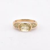 HALLMARKED 9CT GOLD LEMON CITRINE & PERIDOT RING