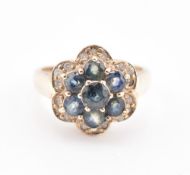 9CT GOLD SAPPHIRE & DIAMOND CLUSTER RING