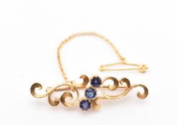 15CT GOLD & SAPPHIRE BROOCH PIN