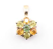 HALLMARKED 9CT GOLD & SAPPHIRE CLUSTER NECKLACE PENDANT