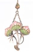 ART NOUVEAU SILVER & PEARL PLIQUE-A-JOUR PENDANT
