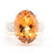 HALLMARKED 9CT GOLD CITRINE & DIAMOND RING