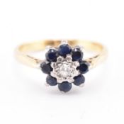 SAPPHIRE & DIAMOND CLUSTER RING