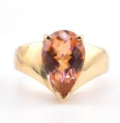 HALLMARKED 9CT GOLD & MYSTIC TOPAZ RING