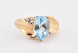 HALLMARKED 9CT GOLD TOPAZ & DIAMOND RING