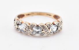 HALLMARKED 9CT GOLD SAPPHIRE & DIAMOND RING