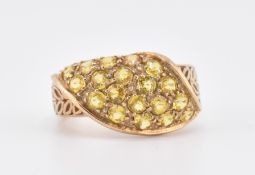 HALLMARKED 9CT GOLD & YELLOW SAPPHIRE DOME RING