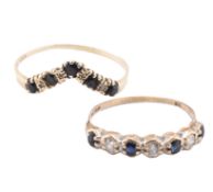 TWO HALLMARKED 9CT SAPPHIRE & GEM SET RINGS