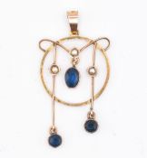 9CT GOLD PEARL & PASTE NECKLACE PENDANT