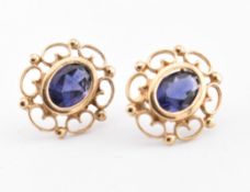 PAIR OF 9CT GOLD & IOLITE STUD EARRINGS