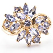 HALLMARKED 9CT GOLD & TANZANITE CLUSTER RING