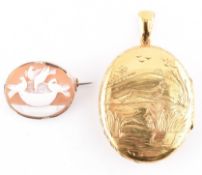 VICTORIAN LOCKET & CAMEO BROOCH PIN