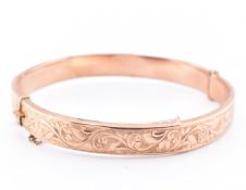 HALLMARKED 9CT GOLD ENGRAVED HINGED BANGLE AF