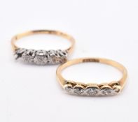 TWO 18CT GOLD PLATINUM & DIAMOND RINGS AF