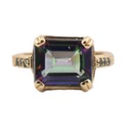 HALLMARKED 9CT GOLD MYSTIC TOPAZ & ALEXANDRITE RING