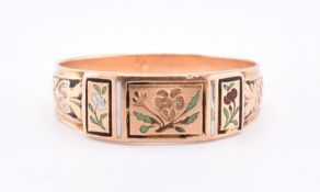 GOLD & ENAMEL PANSY BAND RING