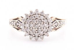HALLMARKED 9CT GOLD & DIAMOND CLUSTER RING