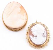 HALLMARKED 9CT GOLD CAMEO BROOCH PIN & SILVER GILT OTHER