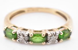HALLMARKED 9CT GOLD DIOPSIDE & DIAMOND RING