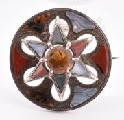 VICTORIAN SCOTTISH SILVER & AGATE BROOCH PIN
