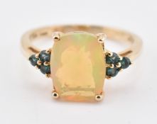 HALLMARKED 9CT GOLD ETHIOPIAN OPAL & ARUSHA COLOUR CHANGE GARNET RING