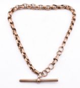 19TH CENTURY 9CT ROSE GOLD ALBERT CHAIN WITH T-BAR