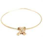 14CT GOLD & DIAMOND RIBBON BOW PENDANT NECKLACE
