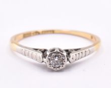 18CT GOLD & PLATINUM SINGLE STONE DIAMOND RING