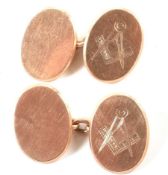 EARLY 20TH CENTURY HALLMARKED 9CT GOLD MASONIC CUFFLINKS