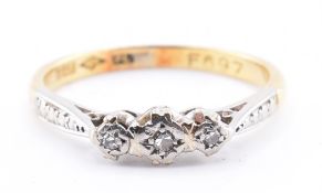 18CT GOLD & PLATINUM DIAMOND THREE STONE RING