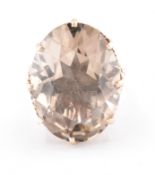 HALLMARKED 9CT GOLD & SMOKY QUARTZ COCKTAIL RING