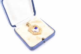 9CT GOLD HALLMARKED ENAMEL FOOTBALL MEDAL BADGE 1933-1934