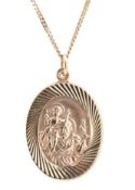 HALLMARKED 9CT GOLD ST CHRISTOPHER PENDANT NECKLACE