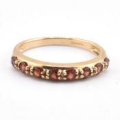 HALLMARKED 9CT GOLD & MOZAMBIQUE GARNET HALF HOOP RING