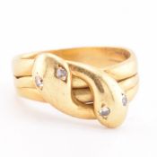 VICTORIAN HALLMARKED 18CT GOLD & DIAMOND SNAKE RING