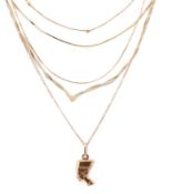 COLLECTION OF 9CT GOLD CHAIN NECKLACES & BRACELETS AF