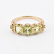 HALLMARKED 9CT GOLD & PERIDOT FIVE STONE RING