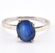 HALLMARKED 9CT WHITE GOLD & HIMALAYAN KYANITE RING