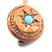 VICTORIAN 15CT GOLD & TURQUOISE STICK PIN