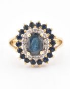 HALLMARKED 18CT GOLD SAPPHIRE & DIAMOND CLUSTER RING
