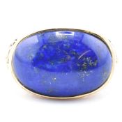 HALLMARKED 9CT GOLD & LAPIS LAZULI DOME RING