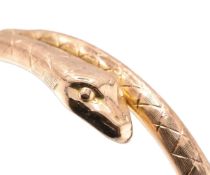 VICTORIAN HALLMARKED 9CT GOLD SNAKE BANGLE