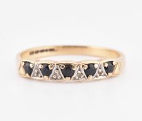 HALLMARKED 9CT GOLD SAPPHIRE & DIAMOND HALF HOOP RING